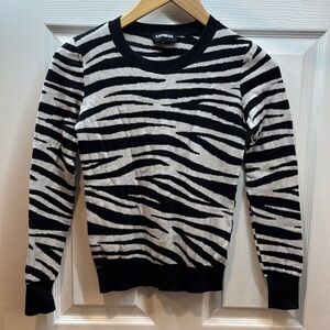 Express Zebra Striped Sweater in Black and White